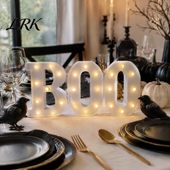 Светящиеся буквы 3 шт. Хэллоуин Boo со светодиодной подсветкой, для помещений, долговечный пластик, светящийся знак BOO для дома, кухни, камина, вечеринки