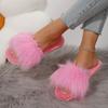 Fashion Slippers Women New Slides Casual Flat Low Heels Leisure Shoes for Women Solid Pink Blue Furry Fur Slippers Plus Size