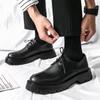 Мужские черные кожаные туфли в британском ретро-стиле, увеличивающие рост - Повседневные, низкие, износостойкие, всесезонные