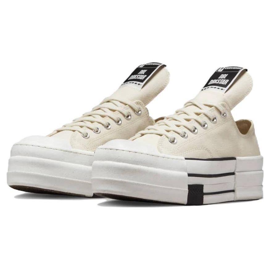 Rick Owens x Converse DRKSHDW DBL DRKSTAR Chuck 70 Low Натуральный Слоновая кость Унисекс Кроссовки Кремовый Черный Egret A04955C
