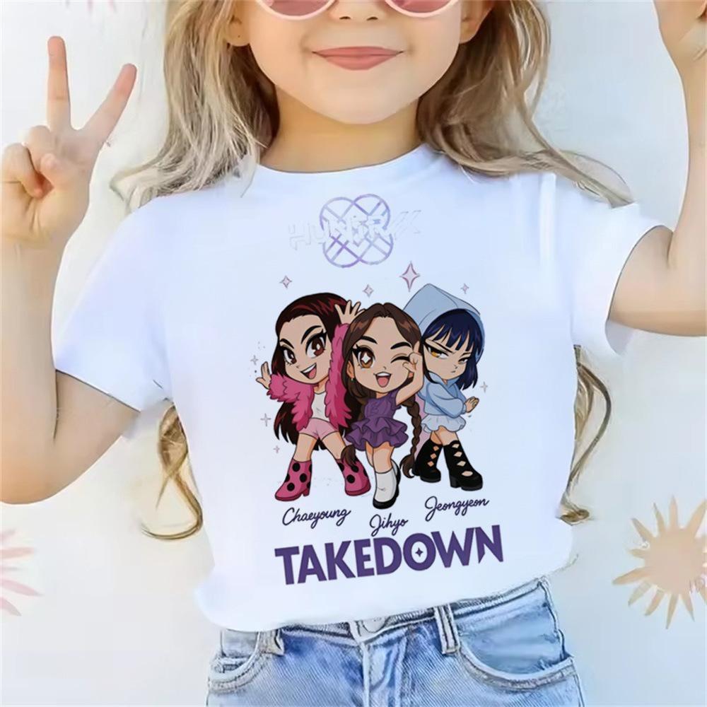 Summer Round Neck 3D K - POP Girl Group Printed Top Fashionable Casual Short Sleeved Children's Girl T-shirts