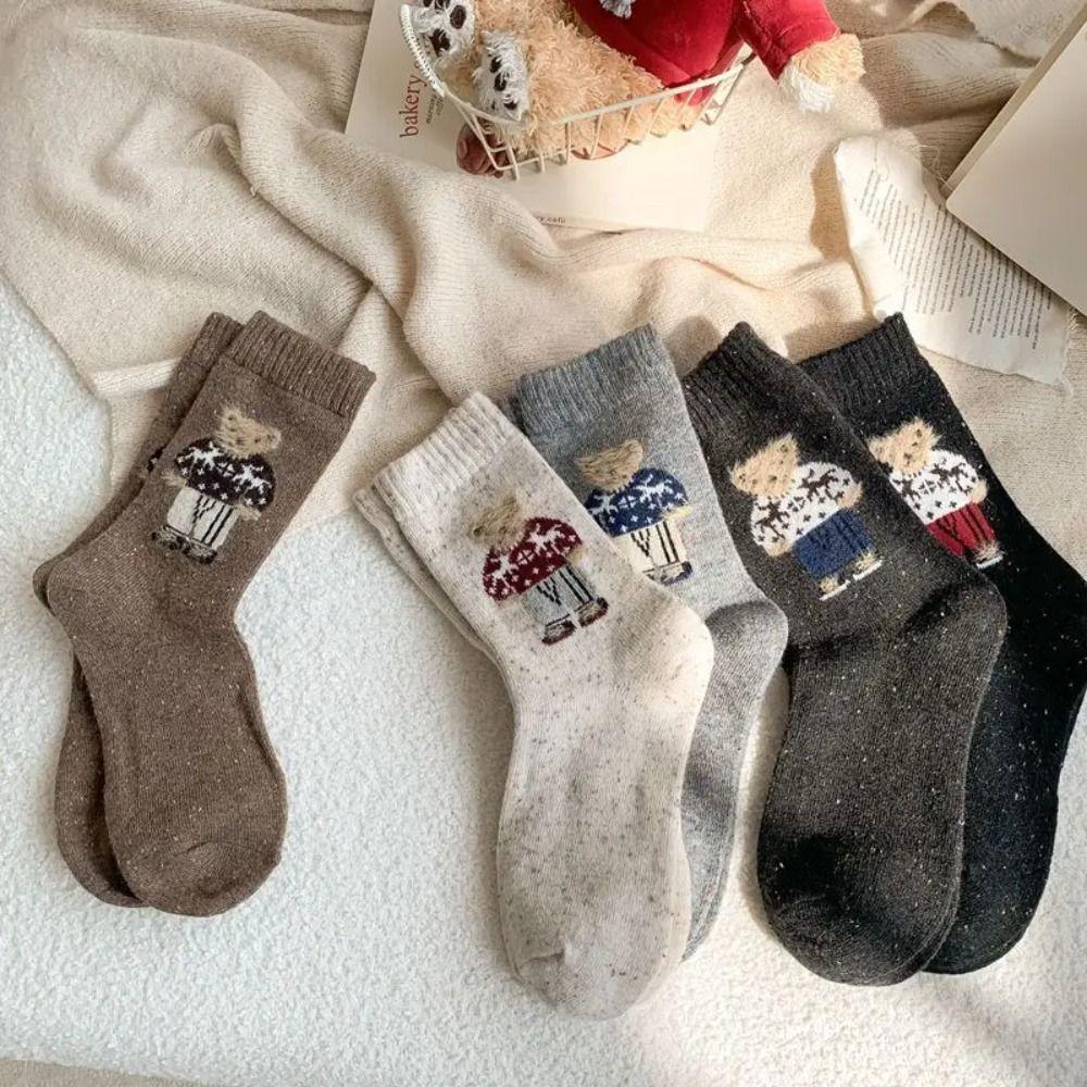 Cartoon Women's Socks Bear Wool Socks Soft Cotton Socks Gifts