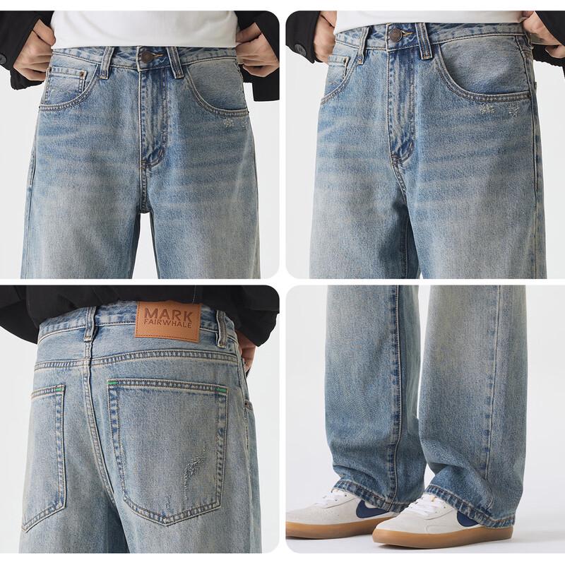 Мужские джинсы Mark Fairwhale свободного кроя, прямого силуэта, с эффектом потертости