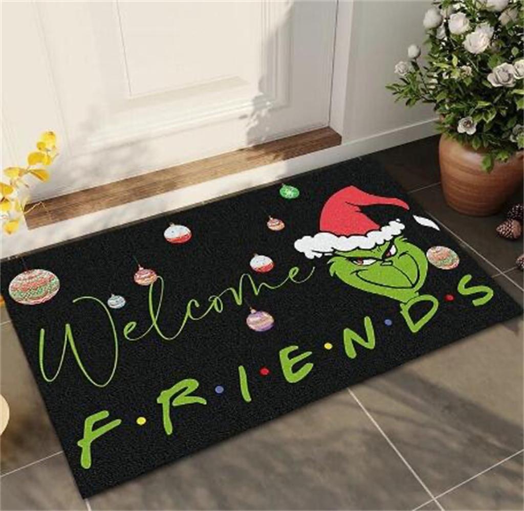 Xmas Welcome Christmas Mat Non-Slip And Washable Doormat Decoration Door Mat Entrance Rugs