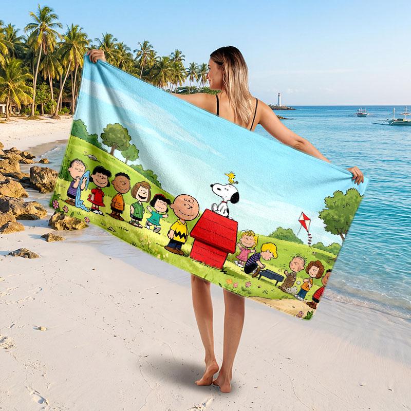 Large Beach TowelSnoopy Peanuts Soft Absorbent Towel Beach Bath Home Use