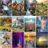 DIY 5D Diamond Painting House Cross Stitch Landscape Tree Diamond Embroidery Full Round Drill Mosaic Art Home Decor Gift