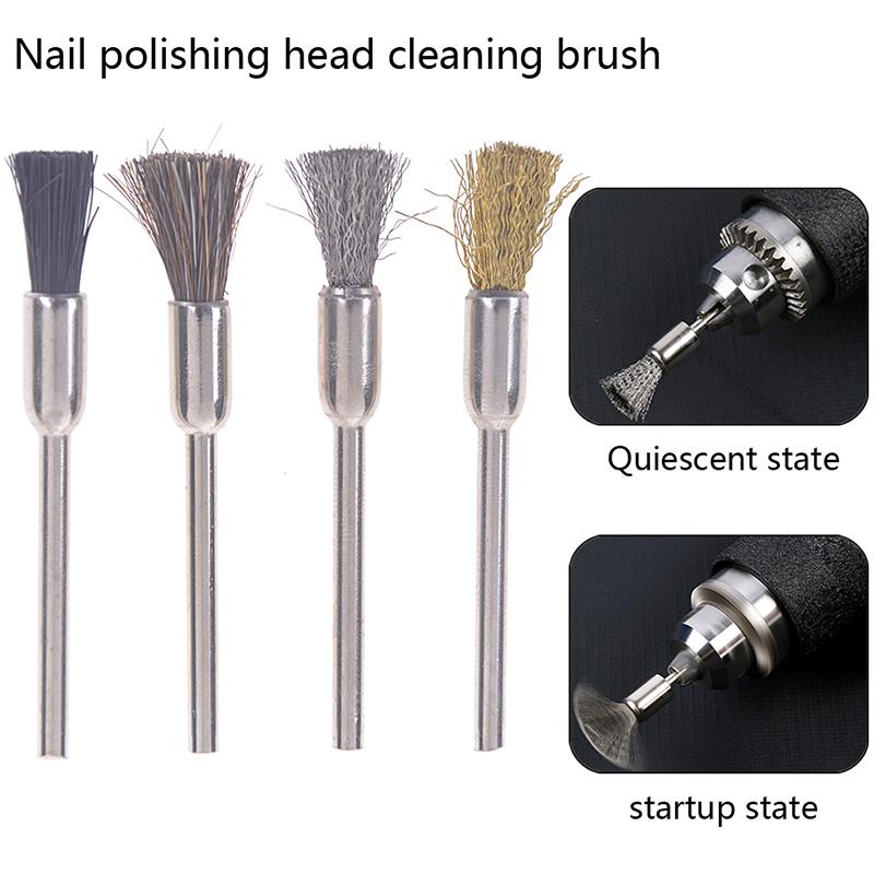 1Pcs Nail Drill Bit Cleaning Brush Electric Manicure Drills Copper Wire Cleaner
