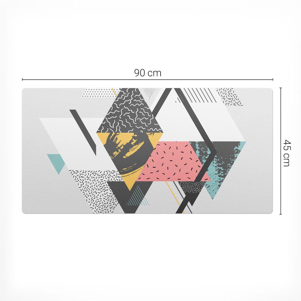 Modern Protective Keyboard Mat Geometric Triangles 90x45 cm