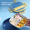 Lunch Box With Fork 3 Compartment Japanese Lunch Box Reusable Lunch Dinner Containers Leakproof Stainless Steel Bento