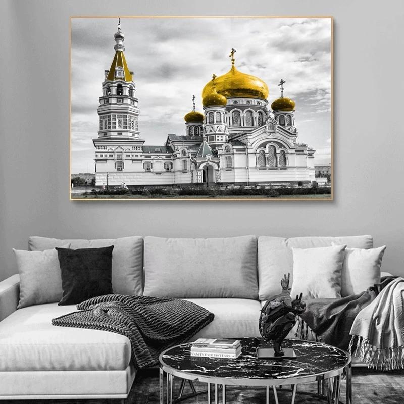 Мусульманская мечеть, закат, городской пейзаж, ночная сцена, холст, живопись, постеры, принты, настенные картины, пейзаж для гостиной, декор для офисной комнаты, без рамки