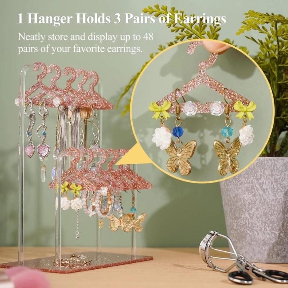 Detachable 16pcs Hangers Shaped Jewelry Holder DIY Clothes Hanger Ear Studs Stand Desktop Display