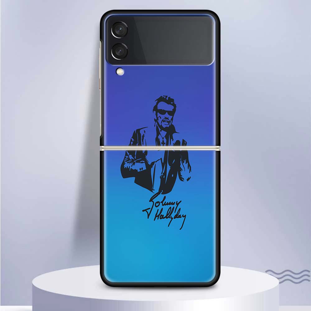 Музыкальная чехол-накладка Johnny Hallyday для Samsung Galaxy Z Flip 6 5 4 3 5G Черная Жесткая Крышка ZFlip6 ZFlip5 ZFlip4 ZFlip3 Fundas