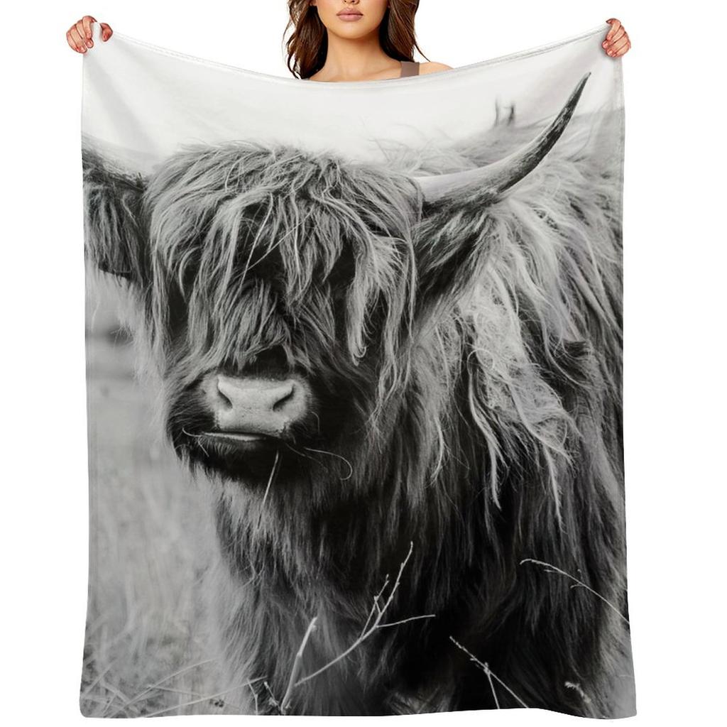 Young Highland Cow Throw Blanket valentine gift ideas Plush Heavy Soft Big Blankets