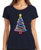 Neon Christmas Tree Light Up Colourful Star Neon Light Xmas Ladies Tshirt