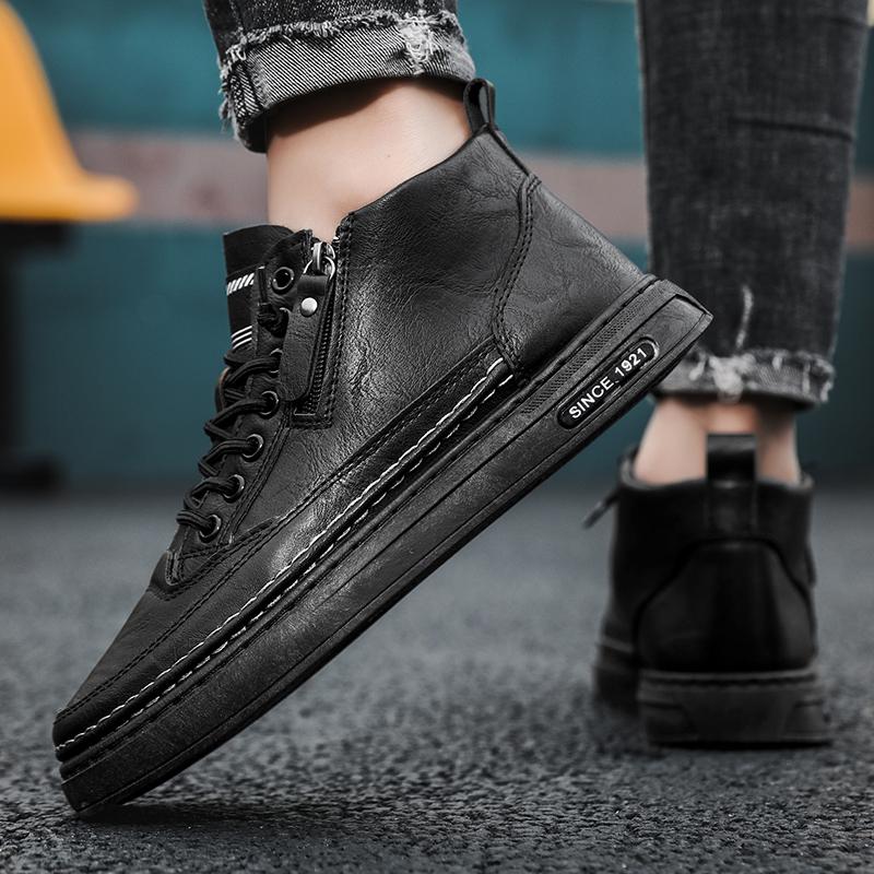 Мужские ботинки, всесезонные рабочие ботинки для улицы, мужские повседневные ботинки, модные, мягкая подошва, удобные кожаные спортивные ботинки, мужская обувь