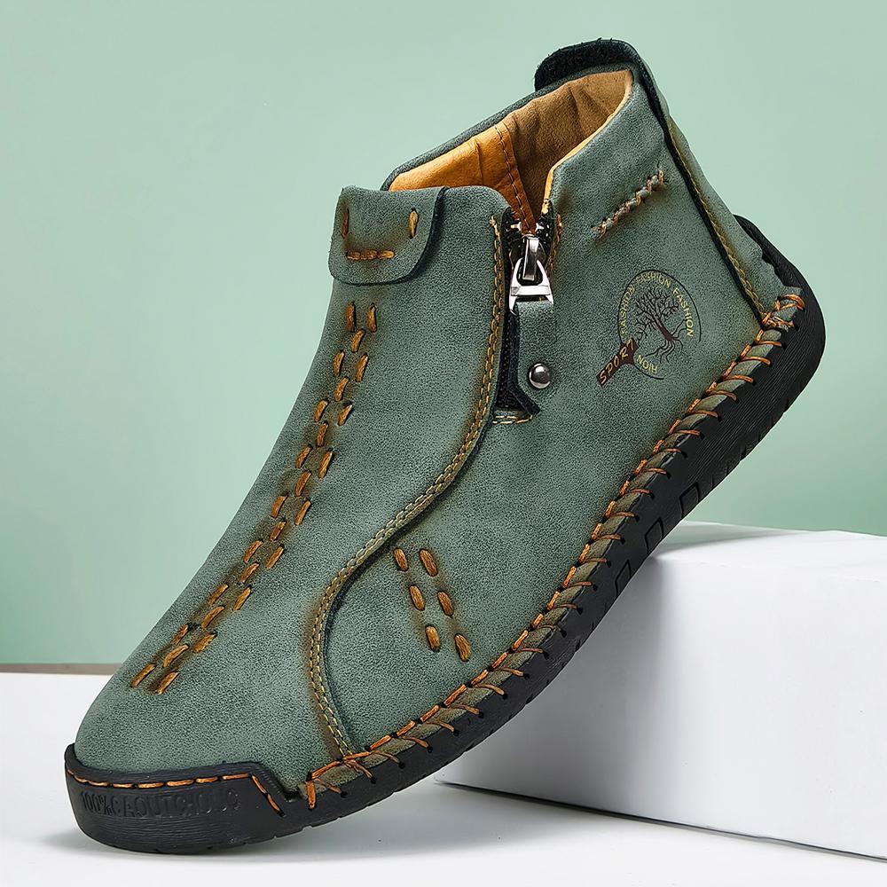 Новые классические мужские туфли ручной работы из кожи, кроссовки на молнии для отдыха на открытом воздухе, дышащие повседневные туфли, кожаные мужские ботильоны