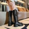 Fashion 2024 Hot Sale Solid Color New Women's Knee Length Boots Autumn Winter Back Zipper Platform Ladies High Boots Botas Mujer.