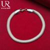 925 Sterling Silver 6mm Flat Snake Chain Bracelet Fashionable Wedding Jewelry
