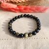 Obsidian bracelet, golden natural stone, 16-18 cm, elastic band