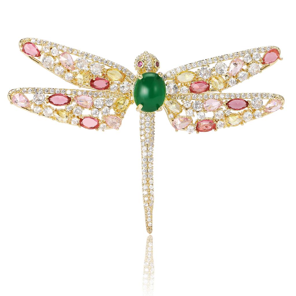 Micro-Inlaid Color Zircon Dragonfly Brooch Niche High-End Women'S Clothing Corsage Jewelry Animal Pin