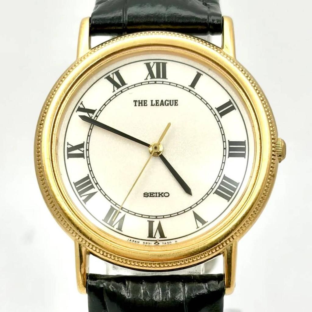 Б/у [Новая батарея] SEIKO THE LEAGUE Римские Мужские Часы Золотые 5P31-7A40 700443 Новый Ремешок