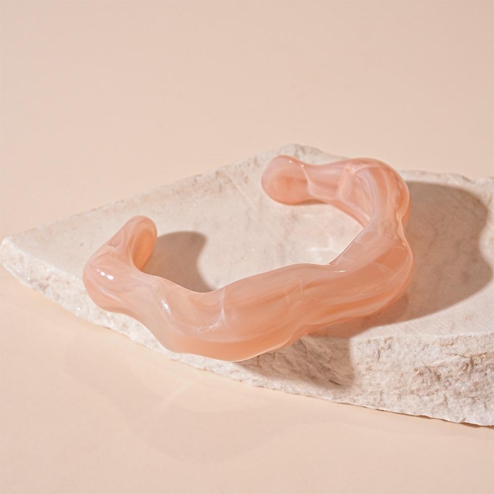 Hip Hop Acrylic Bangle Bohemian Retro Hand Ring Temperament Irregular Wide Bracelet  Women