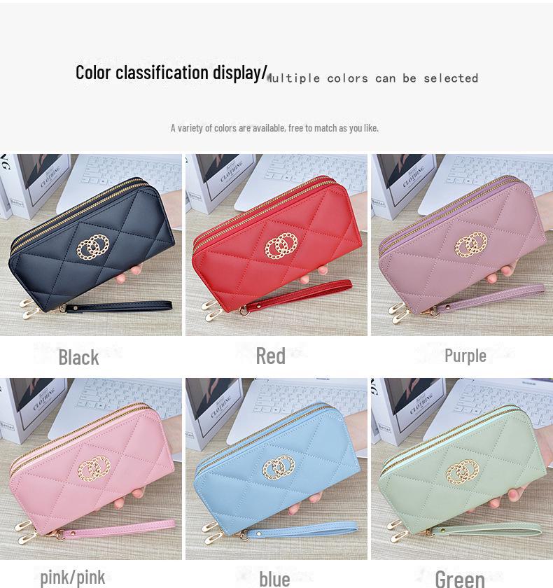 Женский длинный кошелек с двойной молнией: Вместительный клатч и сумка для мобильного телефона