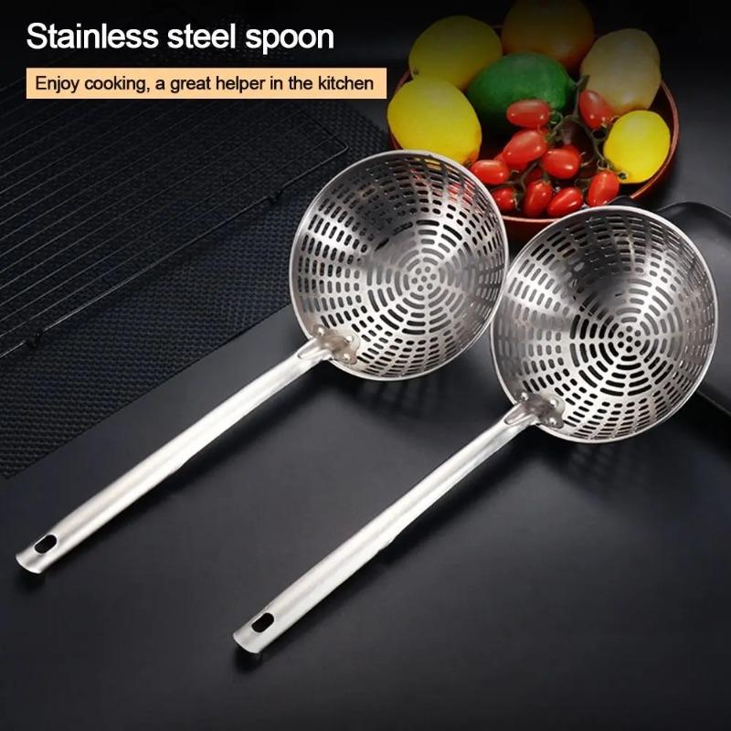 Stainless Steel Colander Long Handle Oil Frying Kitchen Fried Food Net Sieve Tool Spoon Leaky Spoon Household Cooking Tool