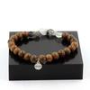 Stones and Minerals. Quartz Bracelet with Brazilian Tourmaline Inclusions + 8 Wooden Beads Made In France.