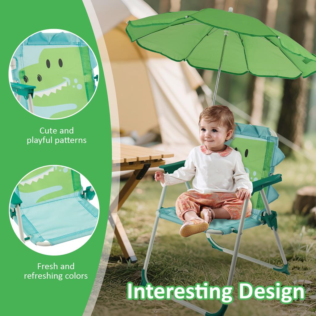 Kids Folding Beach Chair With Sun Umbrella Outdoor Lightweight Travel Picnic Child Camping Chair Wind Resistant Beach Lounger