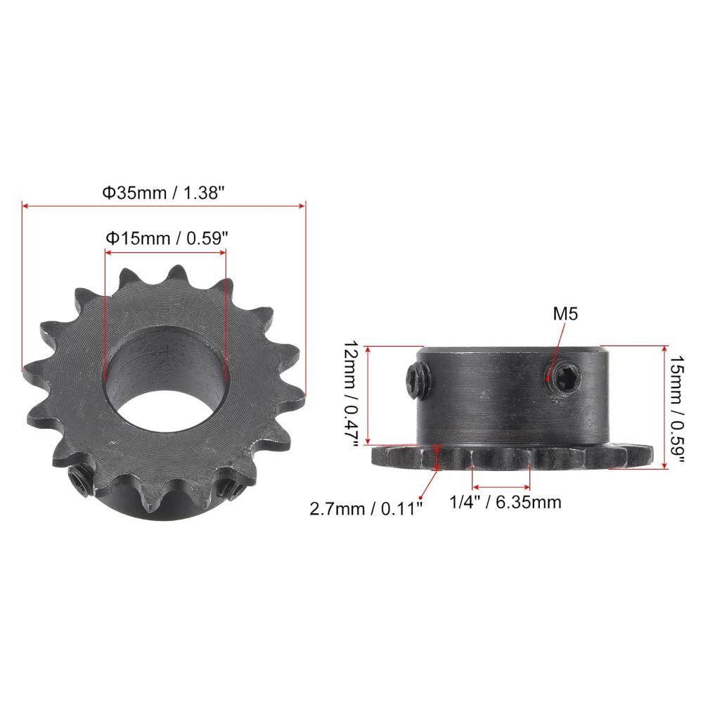 25 Chain 16 Tooth Gear Single Strand 1/4" Pitch Industrial Drive Sprocket Roller Sprockets ISO 04C