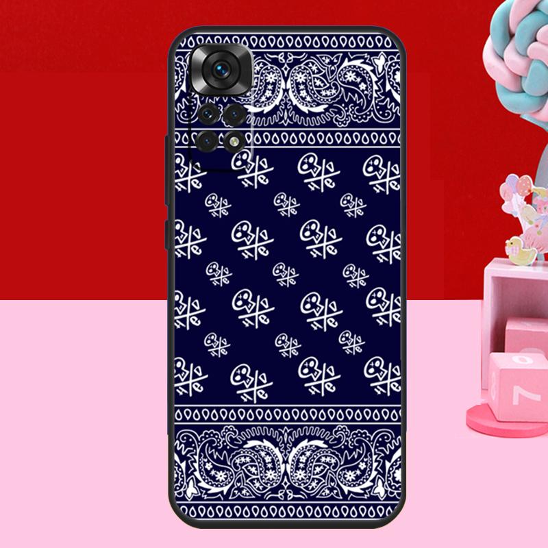 Синий чехол-бандана с узором пейсли для Xiaomi Redmi Note 11 10 12 13 14 15 Pro Plus Redmi 15 C 14C 10C 12C 13C Мягкая накладка