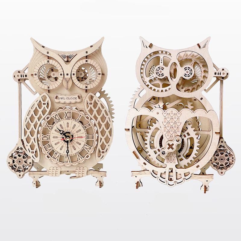 3D DIY деревянная головоломка сова маятник винтажные часы модель наборы блоков креативная собранная игрушка подарок для взрослых детей подростков