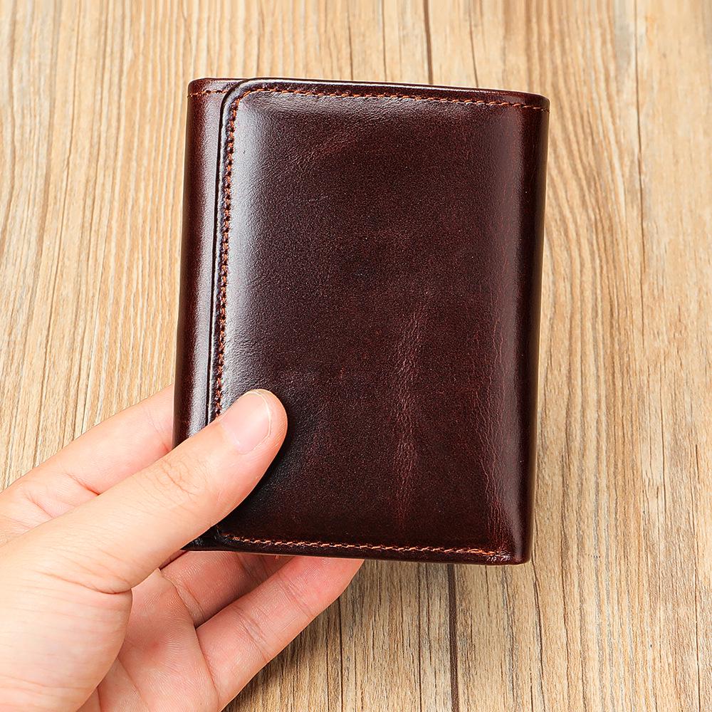 Мужской ретро-кошелек из натуральной кожи с тремя отделениями, с защитой от кражи — ручная работа, большой объем, многофункциональный кошелек для монет