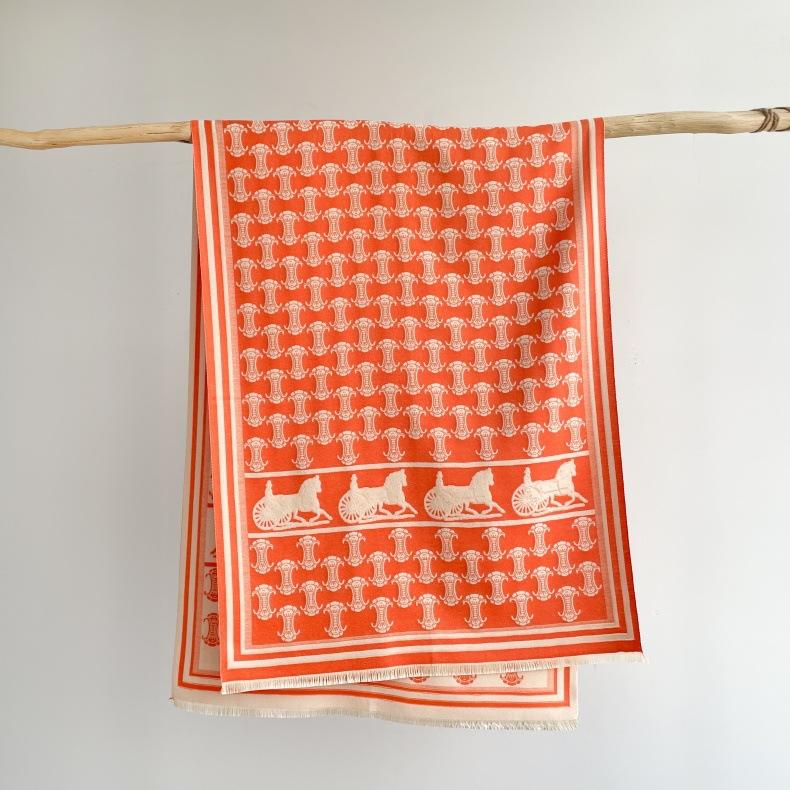 Classic Fashion Letter Thousand Birds Grid Imitation Cashmere Scarf Women's Winter Thickened Double Sided Air Conditioning Shawl Scarf Women's