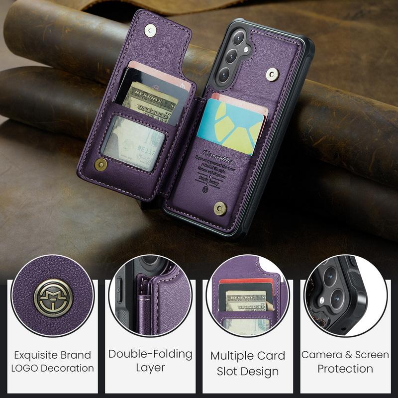 Для iPhone 15 Pro Max 14 Pro 13 12 11 Samsung S24 FE S23 Ultra S22 A54 Z Fold5 Flip5 противоударный кожаный держатель для карточек чехол для телефона чехол