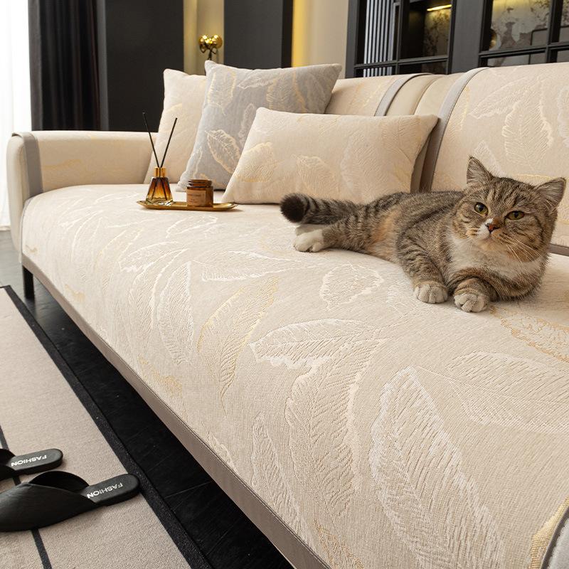 Light Luxury High-End Sofa Towel Cover Cloth Four-Season Universal Non-Slip Straight Row Seat Cushion New Leather Sofa Cushion