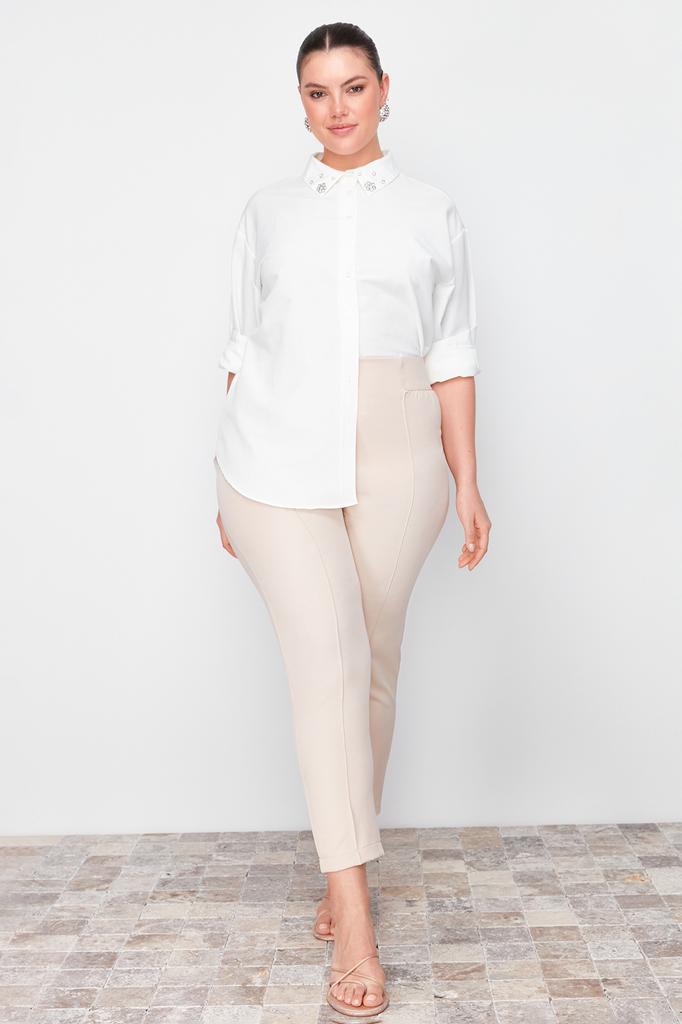 Женские брюки больших размеров, модные новые сезонные черные тканые брюки с эластичной резинкой на талии