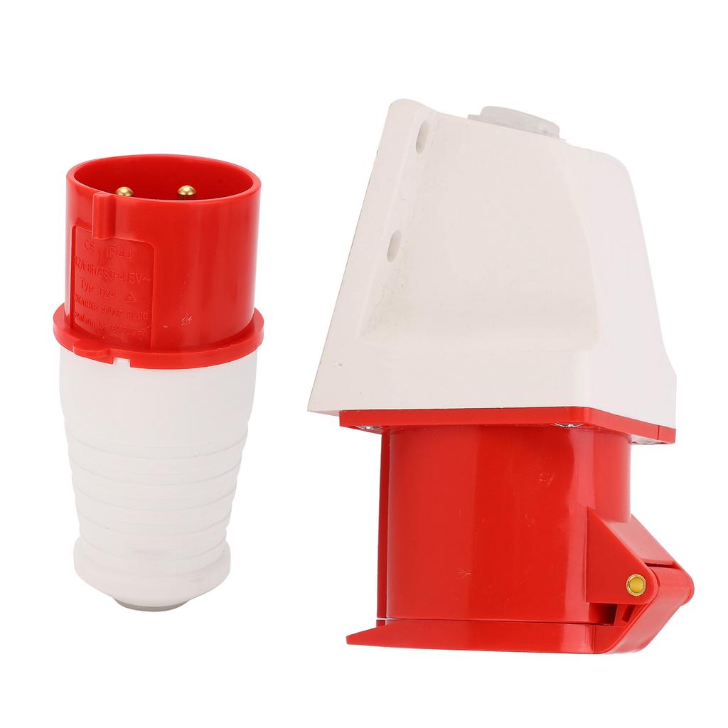 4‑Pin Power Plug 3 Phase Industrial Connector Socket Set Mounted 32A AC380V‑415V