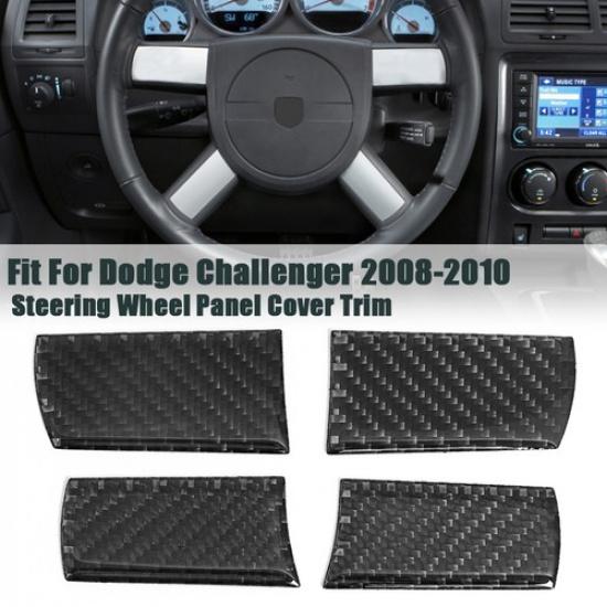 For Dodge Challenger 08-2010 Real Carbon Fiber Steering Wheel Button Covers Trim