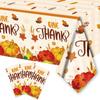 PARSUP 1 Pack Thanksgiving Disposable Tablecloth Party Supplies, Autumn Theme Pumpkin Maple Leaves Fall Tablecloth Plastic Waterproof Tablecover