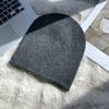 Grey crimped knitted wool hat women's autumn and winter face small pile hat big head circumference ear protection warm pullover couple hat
