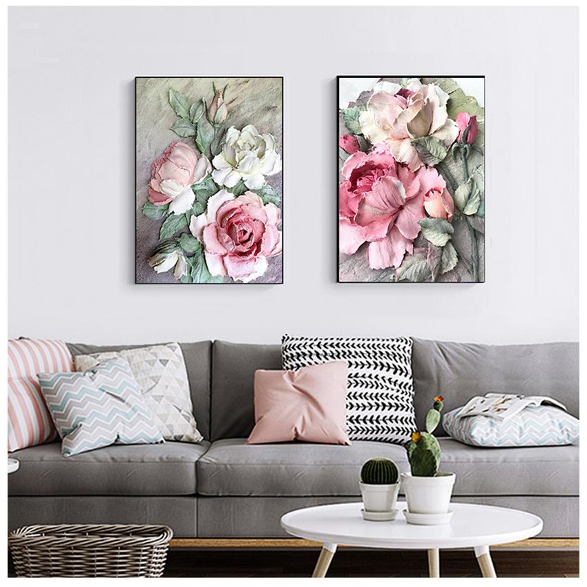 Настенные постеры и цветы, настенные росписи для украшения гостиной, искусство, скандинавский декор дома, абстрактная живопись на холсте