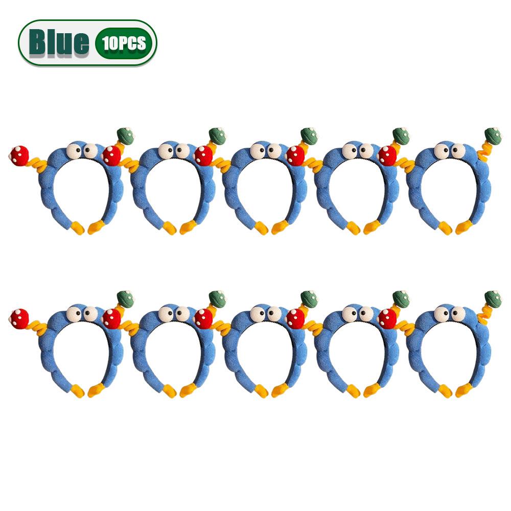 1-20 шт. Милая повязка на голову из губки, закрученная, забавная мультяшная плюшевая повязка для волос с большими глазами и грибочком, милый головной убор, обруч для волос с большими глазами, Y2k