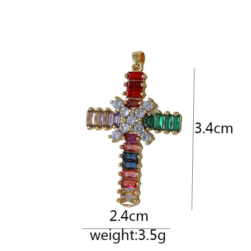 Подвеска из микроциркония с медной инкрустацией, крест, сохраняющий цвет, аксессуары для ожерелья из меди с позолотой.