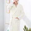 Autumn Winter Men Nightgown Flannel Pockets Lapel Solid Color Long Sleeve Robe Plus
