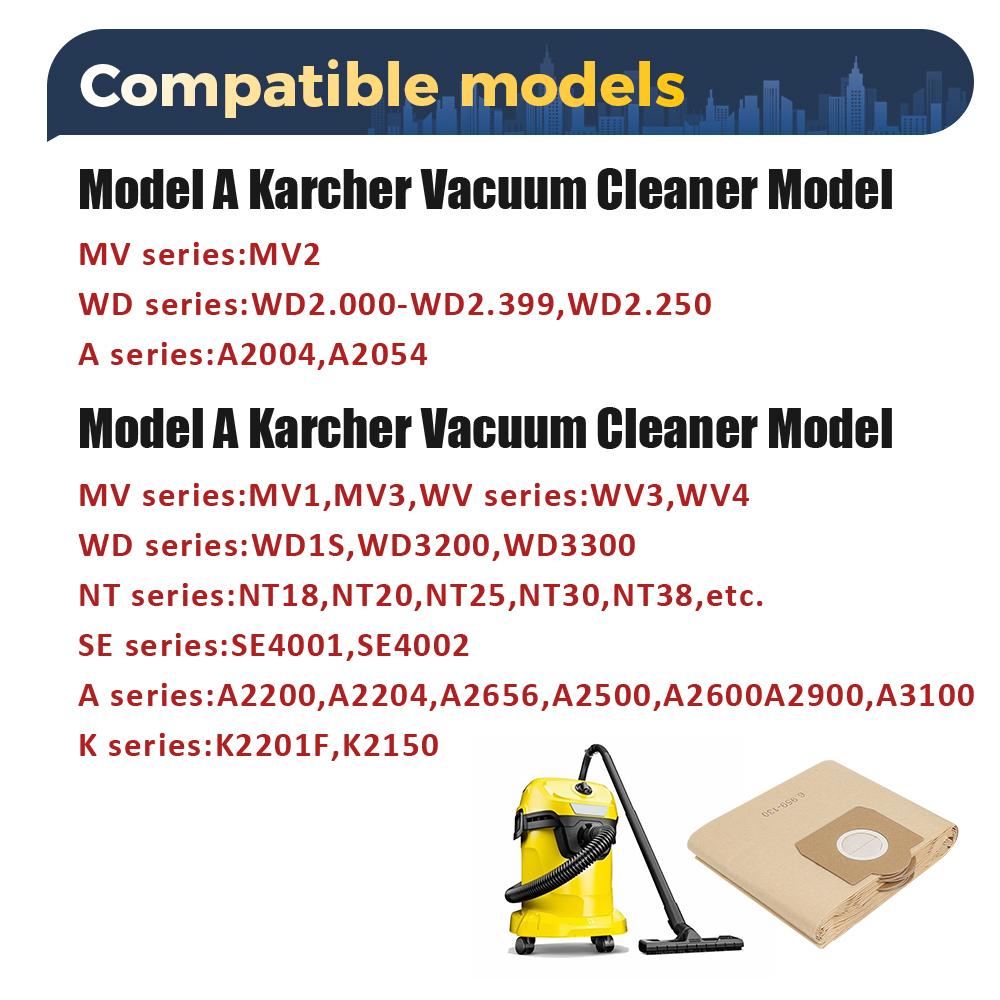 Мешок для пыли 6.959-130 Для Karcher WD3/MV3/WV3/WV4/WD3200 WD3300 A2204 A2656 SE4001 SE4002 NT18 Робот-пылесос Бумажный мешок