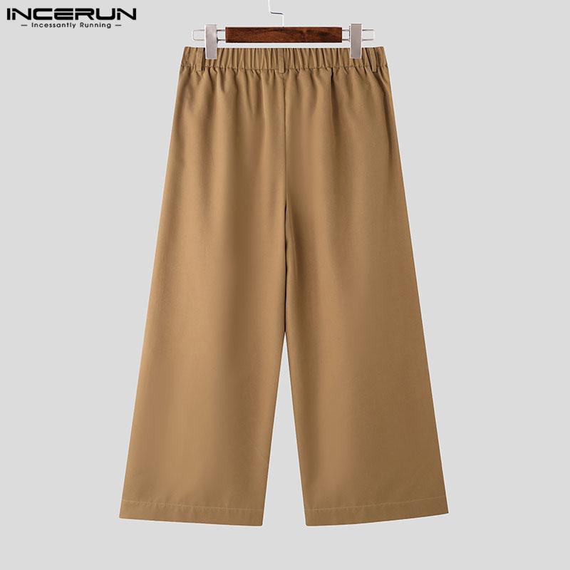 INCERUN Мужские эластичные талии неравномерные слои однотонные повседневные свободные брюки брюки