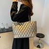 Женская стеганая сумка-тоут с ромбами, большая вместимость, сумка с верхней ручкой, универсальная мягкая сумка-саквояж, повседневная модная женская сумка для покупок KTY