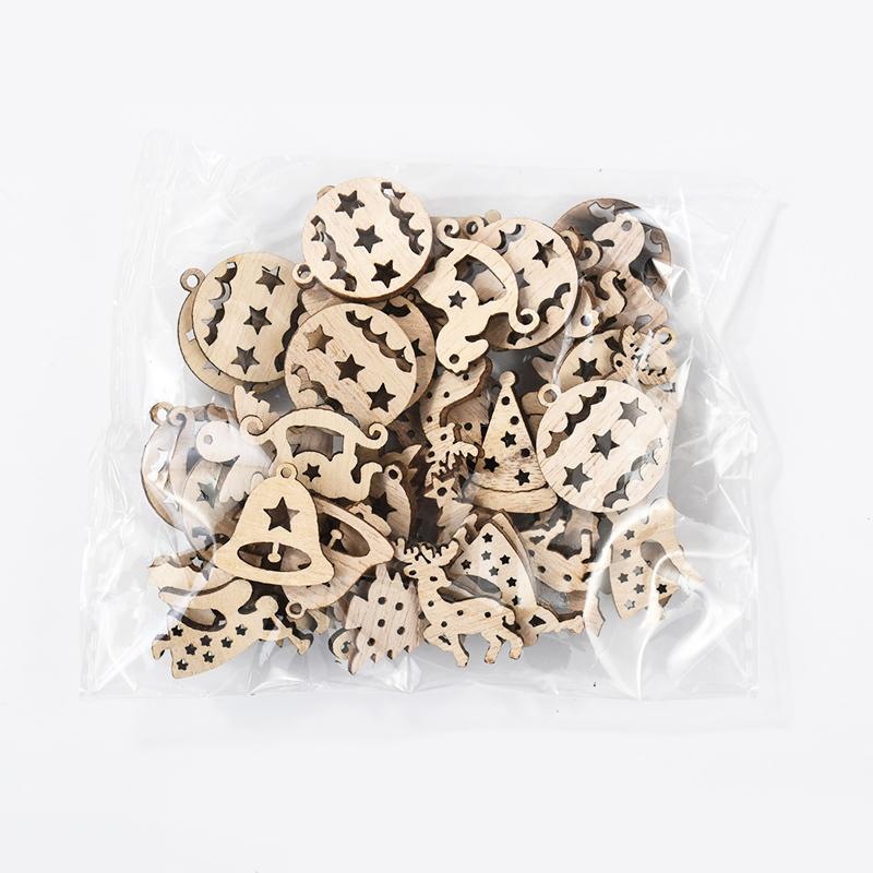 50 шт. рождественские деревянные украшения незаконченные деревянные срезы чип рождественская елка подвесной кулон Noel домашнее украшение DIY подарок ремесло